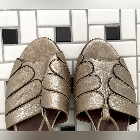 Anthropologie Luiza Perea Deco Heels - Silver Peep Toe Heels - Picture 2 of 9
